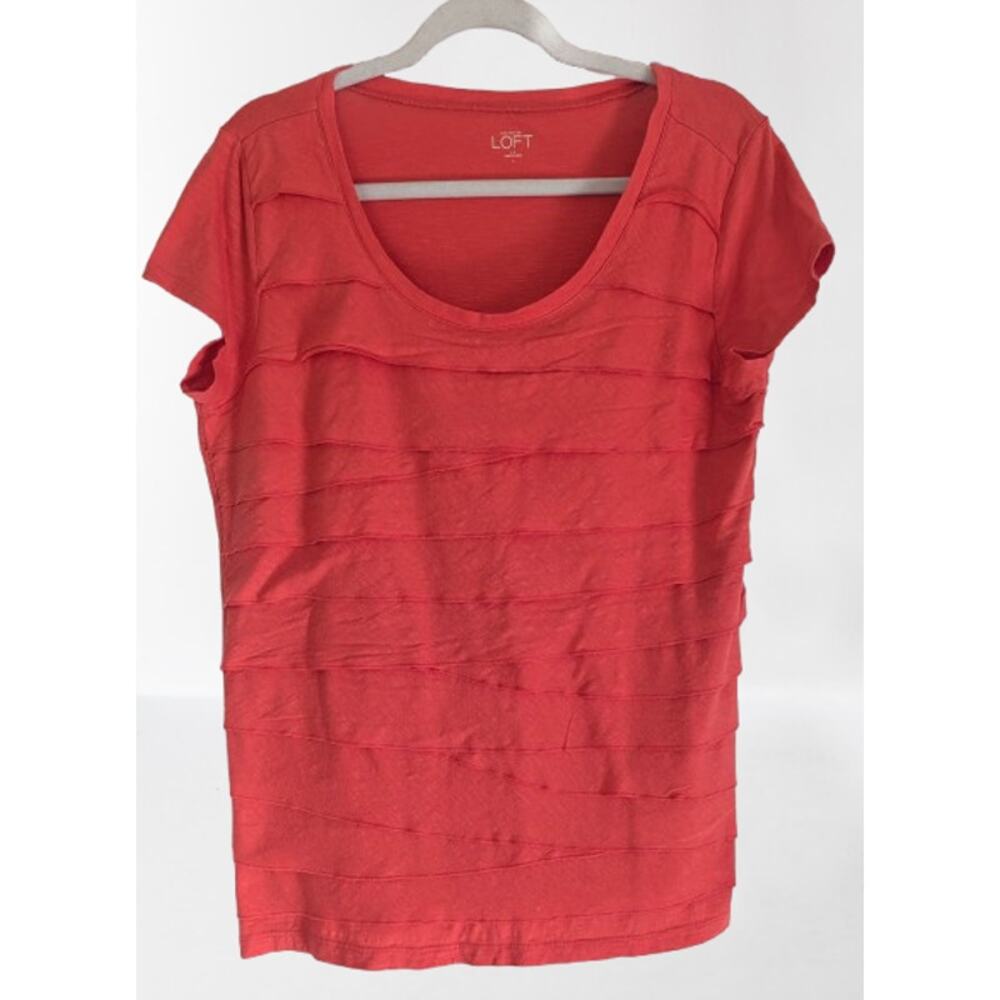 Womens LOFT 100% Cotton Cap Sleeve Shirt Top Size LARGE
